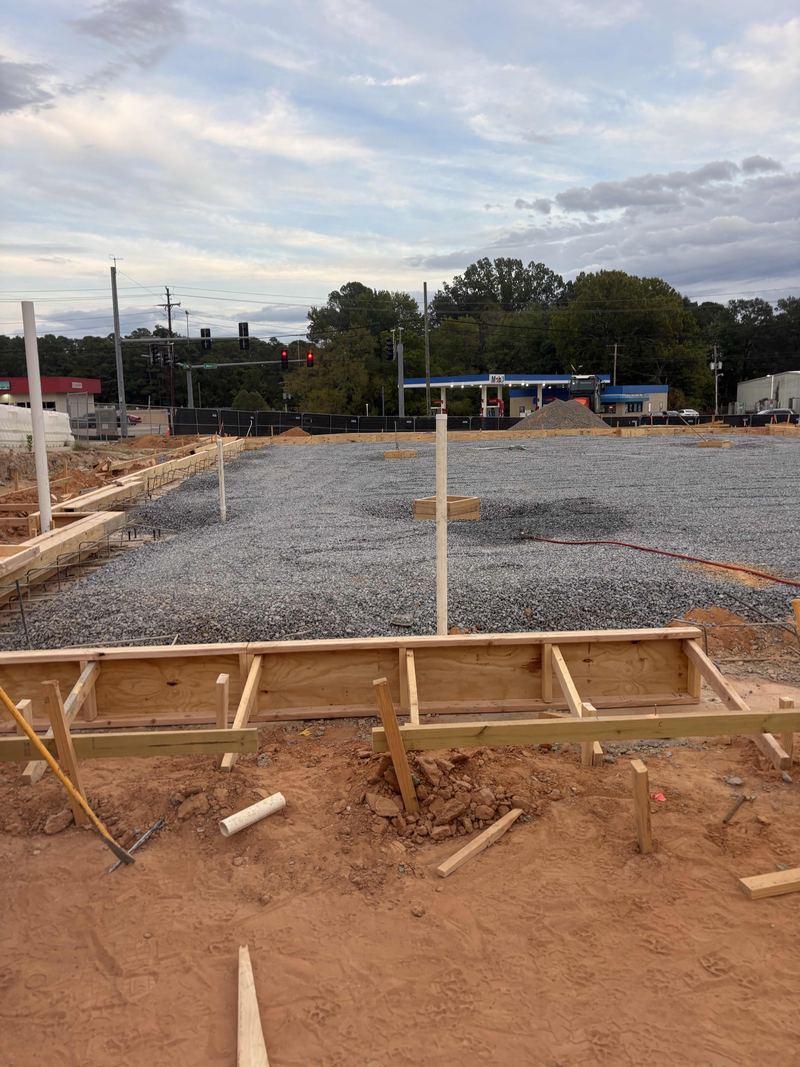 Building pad behind the forms
