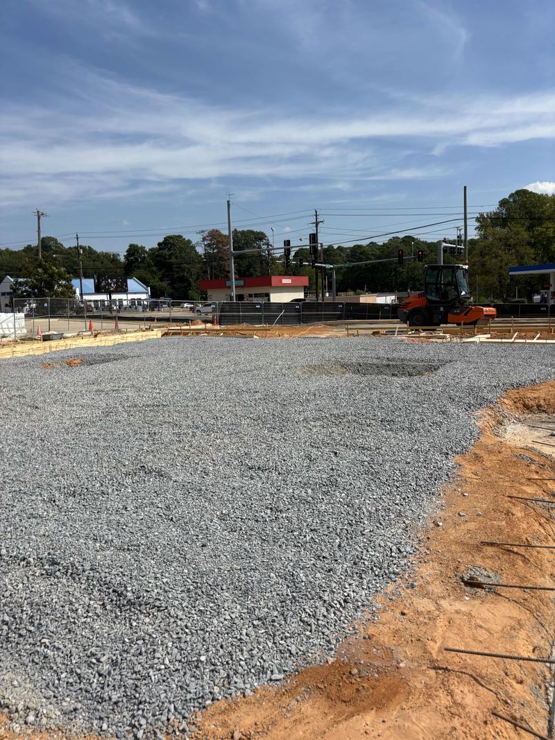 Leveled gravel pad
