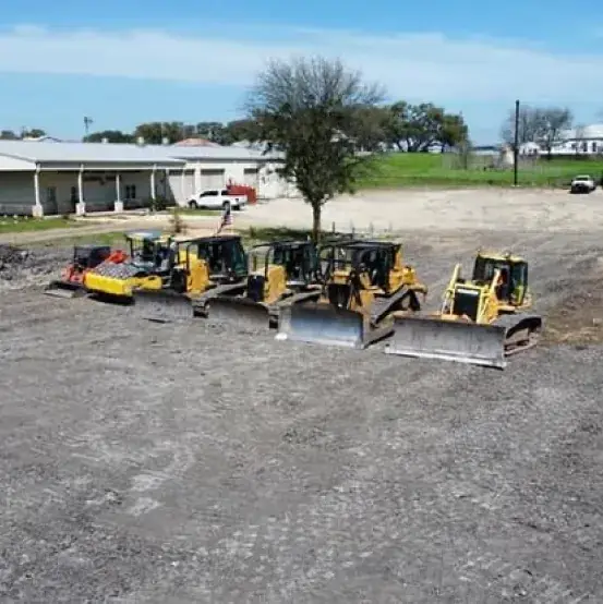 Dozers lined up on the pad