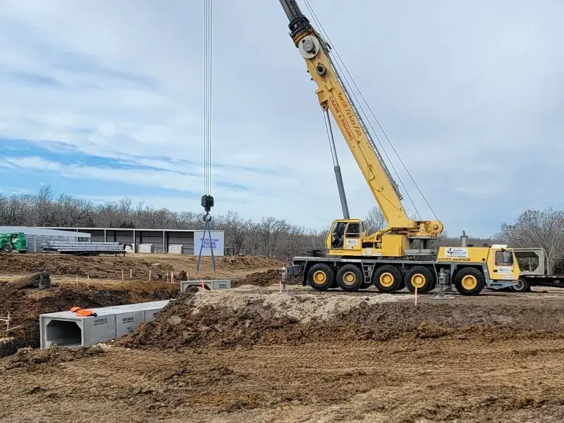 Setting precast with a crane