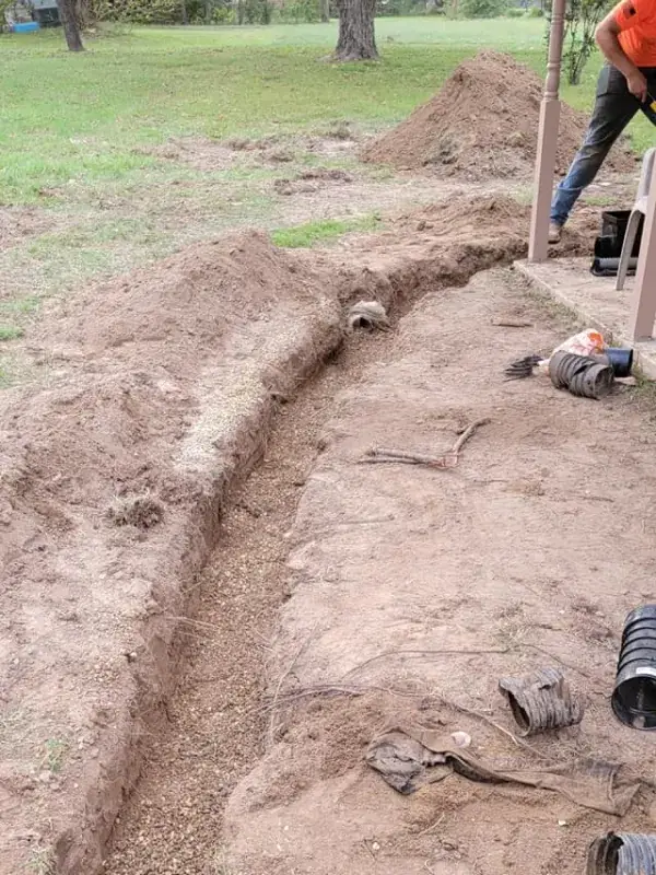 Trenching through a yard