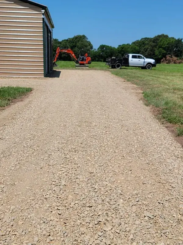 Long gravel driveway