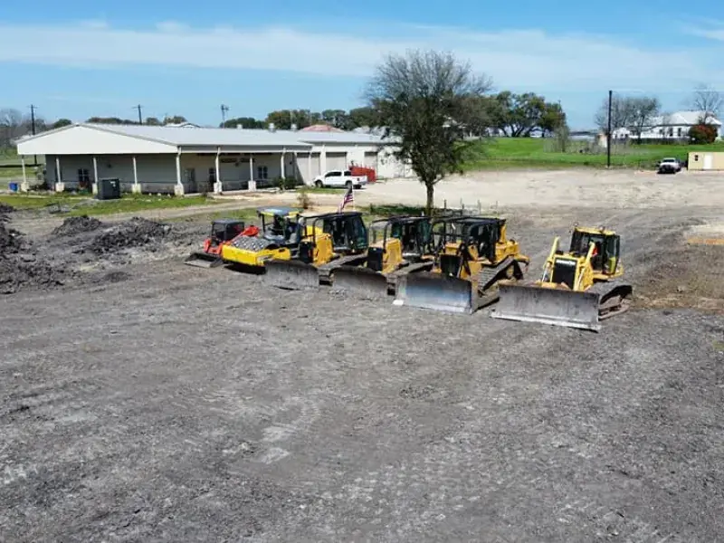 Equipment parked on a finished pad