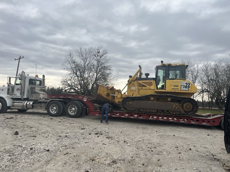 Dozer loaded on the lowboy