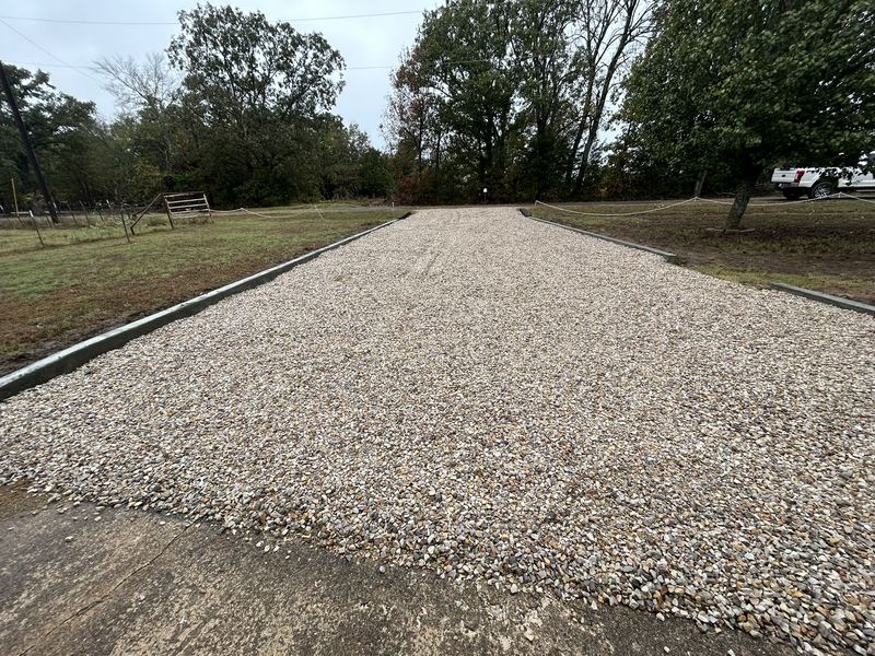 New long gravel driveway