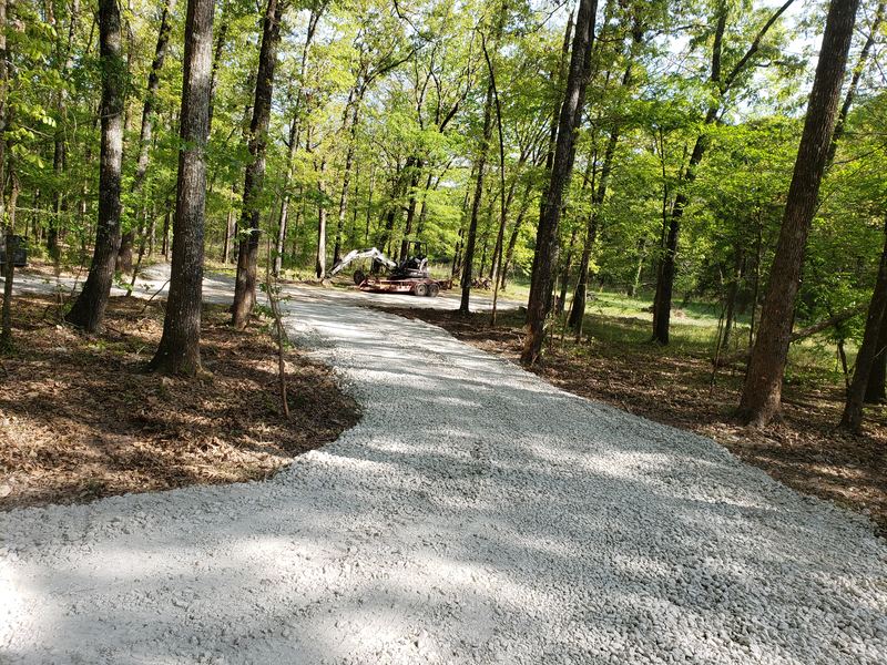 Gravel driveway through the trees